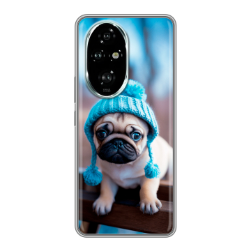 Силиконовый чехол на Honor 200 Pro с принтом Мопс в шапке Силиконовый чехол на Honor 200 Pro с принтом Мопс в шапке