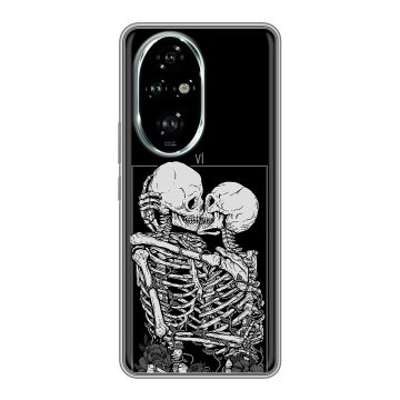 Силиконовый чехол на Honor 200 Pro с принтом Поцелуй скелетов Силиконовый чехол на Honor 200 Pro с принтом Поцелуй скелетов