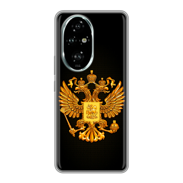 Силиконовый чехол на Honor 200 Pro с принтом Герб России желтый Силиконовый чехол на Honor 200 Pro с принтом Герб России желтый