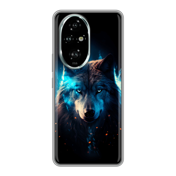 Силиконовый чехол на Honor 200 Pro с принтом Волк ночной