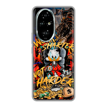 Силиконовый чехол на Honor 200 Pro с принтом Дональд Дак Деньги Силиконовый чехол на Honor 200 Pro с принтом Дональд Дак Деньги