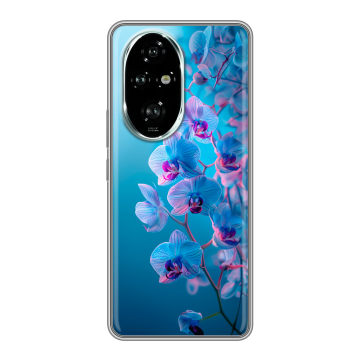 Силиконовый чехол на Honor 200 Pro с принтом голубые орхидеи