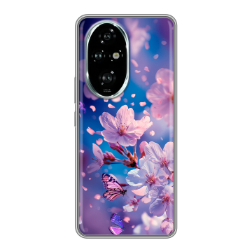 Силиконовый чехол на Honor 200 Pro с принтом цветы бабочки