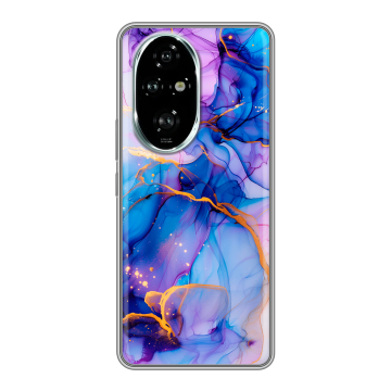 Силиконовый чехол на Honor 200 Pro с принтом синий мрамор Силиконовый чехол на Honor 200 Pro с принтом синий мрамор