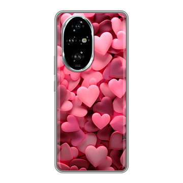 Силиконовый чехол на Honor 200 Pro с принтом розовые сердечки Силиконовый чехол на Honor 200 Pro с принтом розовые сердечки