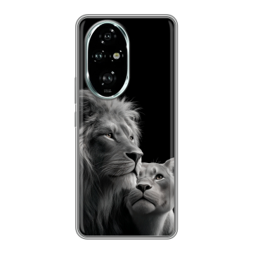 Силиконовый чехол на Honor 200 Pro с принтом Лев кошки