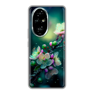 Силиконовый чехол на Honor 200 Pro с принтом Цветы и мрамор