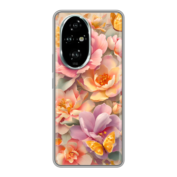 Силиконовый чехол на Honor 200 Pro с принтом Цветы и бабочки