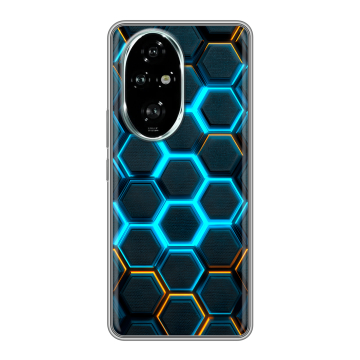 Силиконовый чехол на Honor 200 Pro с принтом Неоновые соты