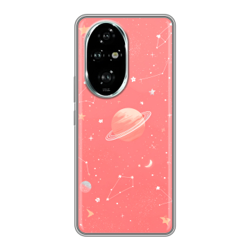 Силиконовый чехол на Honor 200 Pro с принтом Розовый космос