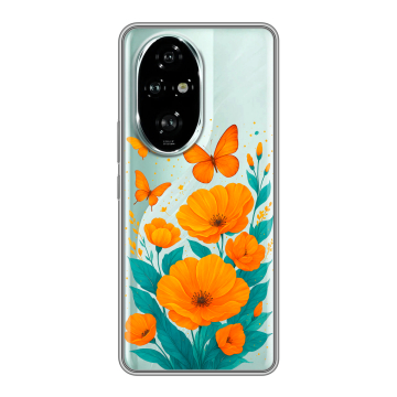 Силиконовый чехол на Honor 200 Pro с принтом цветы бабочки