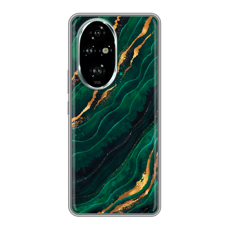Силиконовый чехол на Honor 200 Pro с принтом Мрамор зеленое золото Силиконовый чехол на Honor 200 Pro с принтом Мрамор зеленое золото