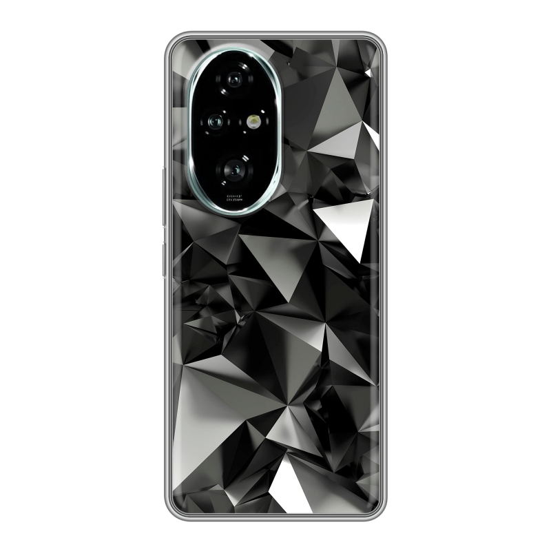 Силиконовый чехол на Honor 200 Pro с принтом Черные кристаллы Силиконовый чехол на Honor 200 Pro с принтом Черные кристаллы