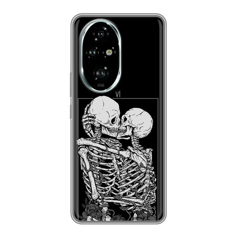Силиконовый чехол на Honor 200 Pro с принтом Поцелуй скелетов Силиконовый чехол на Honor 200 Pro с принтом Поцелуй скелетов