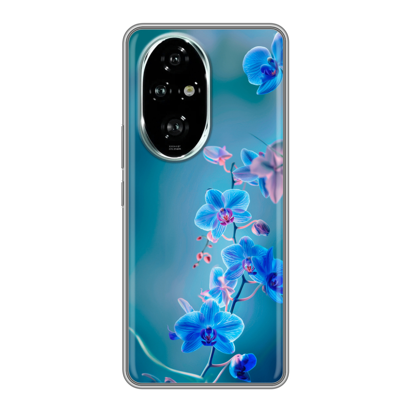 Силиконовый чехол на Honor 200 Pro с принтом Голубые цветы Силиконовый чехол на Honor 200 Pro с принтом Голубые цветы