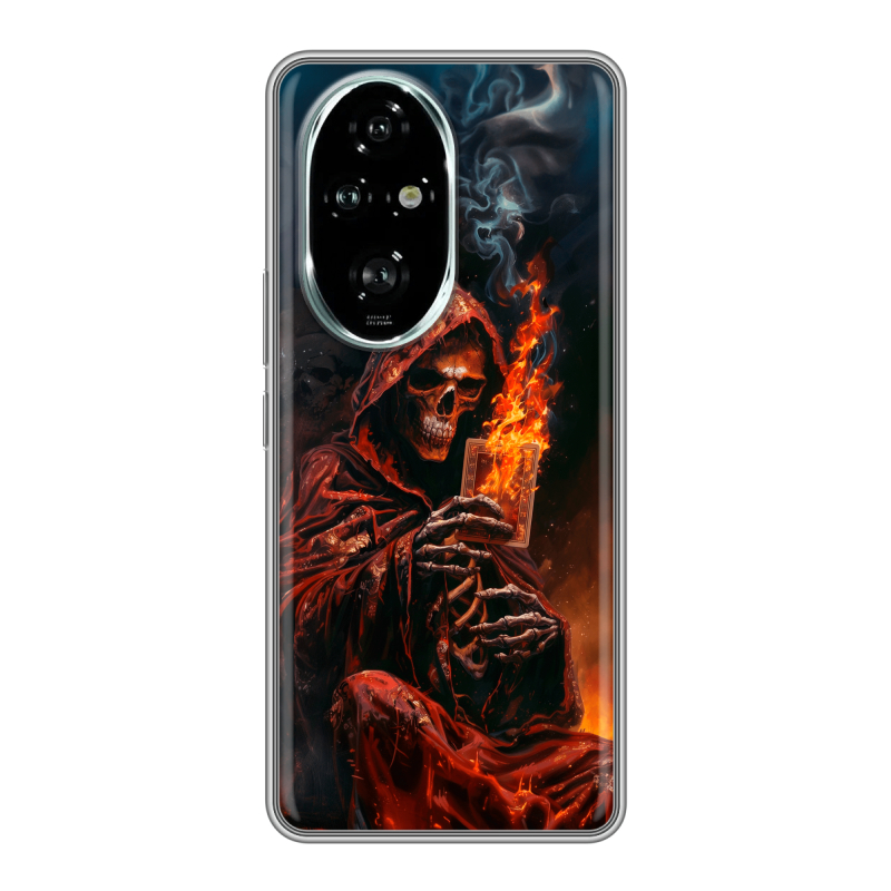 Силиконовый чехол на Honor 200 Pro с принтом Скелет и карты Силиконовый чехол на Honor 200 Pro с принтом Скелет и карты