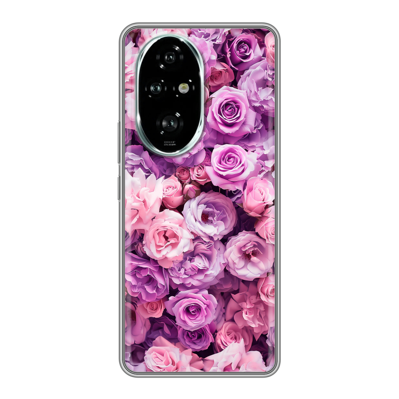 Силиконовый чехол на Honor 200 Pro с принтом лавандовые розы Силиконовый чехол на Honor 200 Pro с принтом лавандовые розы