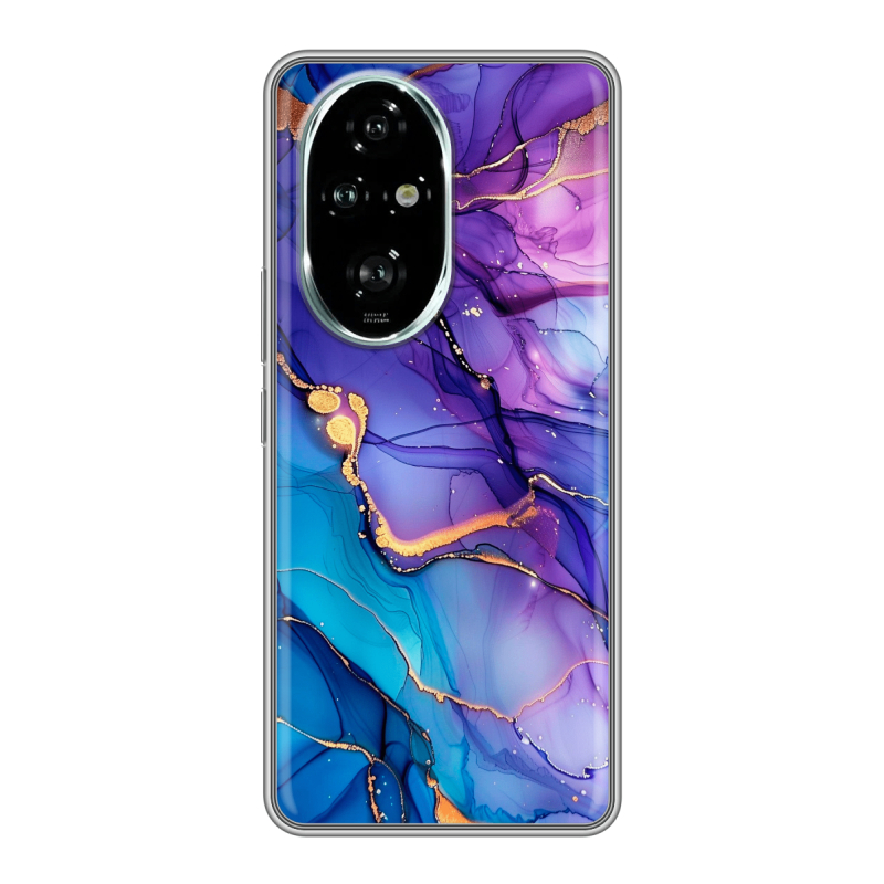 Силиконовый чехол на Honor 200 Pro с принтом синий мрамор Силиконовый чехол на Honor 200 Pro с принтом синий мрамор
