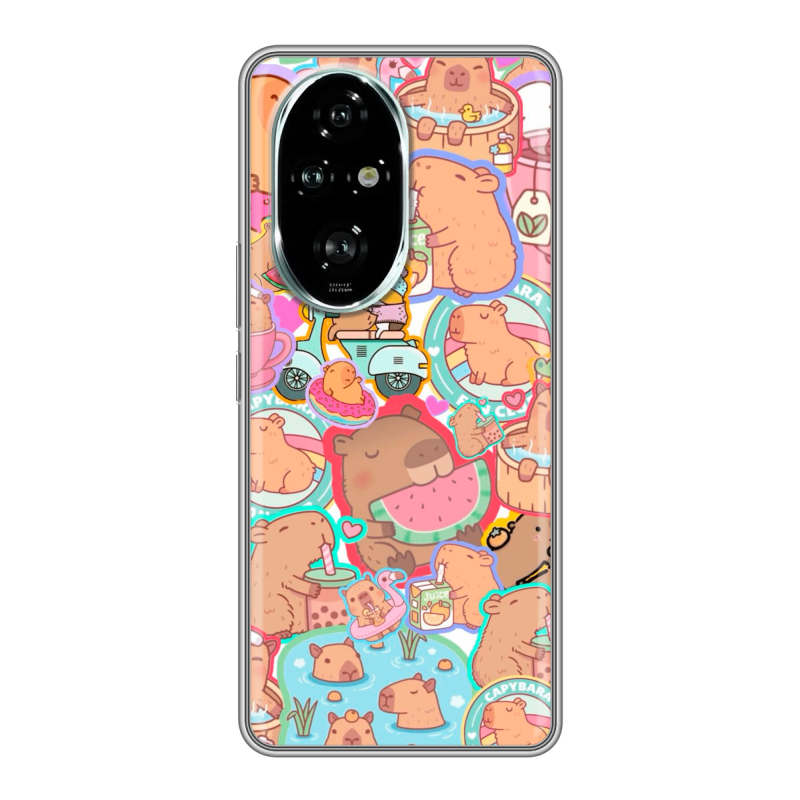Силиконовый чехол на Honor 200 Pro с принтом капибары Силиконовый чехол на Honor 200 Pro с принтом капибары