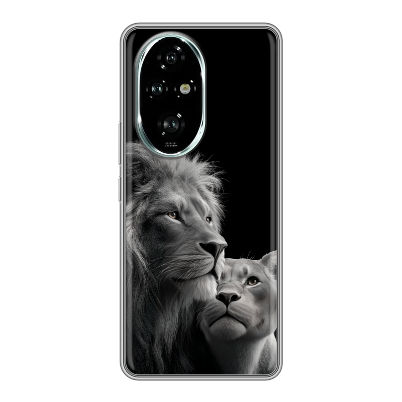 Силиконовый чехол на Honor 200 Pro с принтом Лев кошки Силиконовый чехол на Honor 200 Pro с принтом Лев кошки