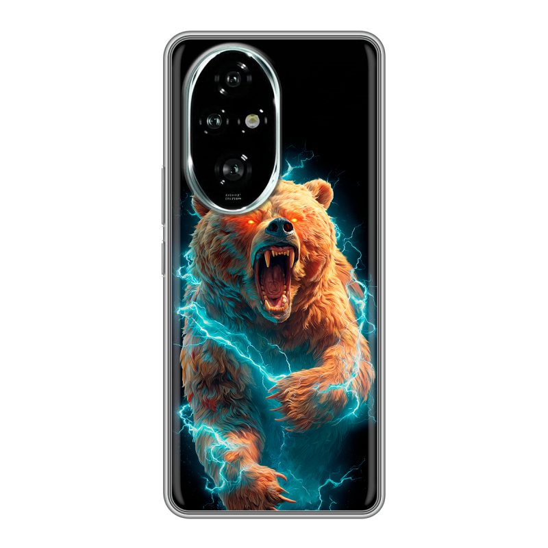 Силиконовый чехол на Honor 200 Pro с принтом Медведь Силиконовый чехол на Honor 200 Pro с принтом Медведь