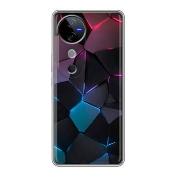 Силиконовый чехол на Vivo V40 5G с принтом Геометрия неона