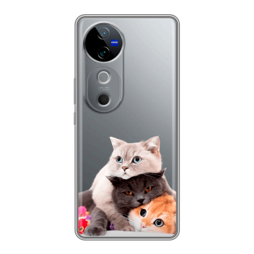 Силиконовый чехол на Vivo V40 5G с принтом Кошки