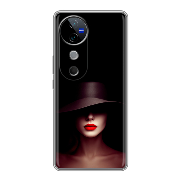 Силиконовый чехол на Vivo V40 5G с принтом Девушка в шляпе