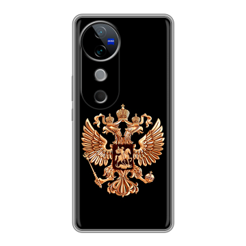 Силиконовый чехол на Vivo V40 5G с принтом Герб России золотой