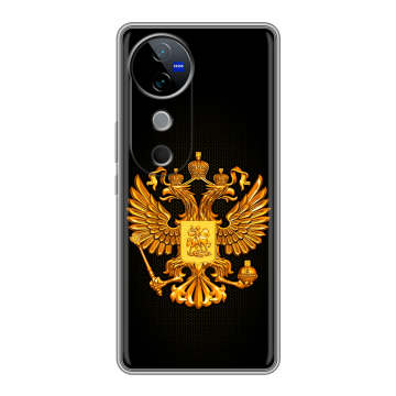 Силиконовый чехол на Vivo V40 5G с принтом Герб России желтый