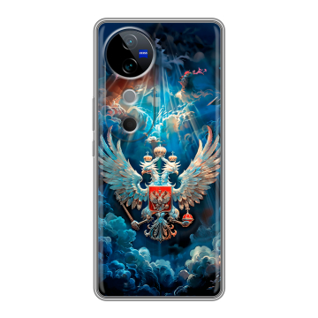 Силиконовый чехол на Vivo V40 5G с принтом Герб флаг России