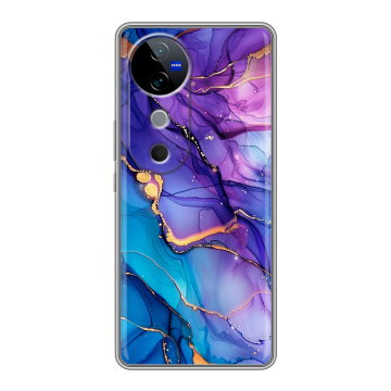 Силиконовый чехол на Vivo V40 5G с принтом синий мрамор