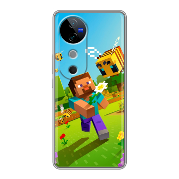 Силиконовый чехол на Vivo V40 5G с принтом Майнкрафт Minecraft