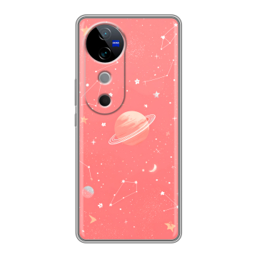 Силиконовый чехол на Vivo V40 5G с принтом Розовый космос