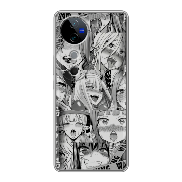 Силиконовый чехол на Vivo V40 5G с принтом Ahegao Ахегао Аниме