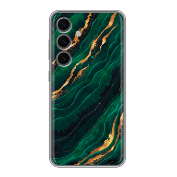 Силиконовый чехол на Samsung Galaxy S24 FE с принтом Мрамор зеленое золото