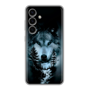 Силиконовый чехол на Samsung Galaxy S24 FE с принтом Лесной волк