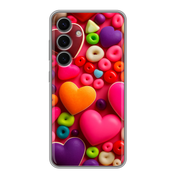 Силиконовый чехол на Samsung Galaxy S24 FE с принтом Сердечки