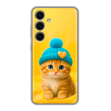 Силиконовый чехол на Samsung Galaxy S24 FE с принтом Котенок в шапке Силиконовый чехол на Samsung Galaxy S24 FE с принтом Котенок в шапке