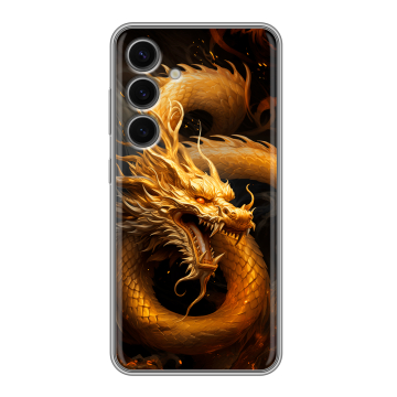 Силиконовый чехол на Samsung Galaxy S24 FE с принтом Золотой дракон Силиконовый чехол на Samsung Galaxy S24 FE с принтом Золотой дракон