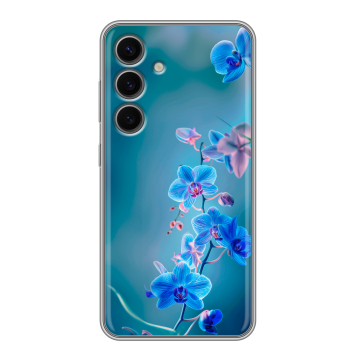 Силиконовый чехол на Samsung Galaxy S24 FE с принтом Голубые цветы Силиконовый чехол на Samsung Galaxy S24 FE с принтом Голубые цветы