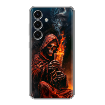 Силиконовый чехол на Samsung Galaxy S24 FE с принтом Скелет и карты Силиконовый чехол на Samsung Galaxy S24 FE с принтом Скелет и карты