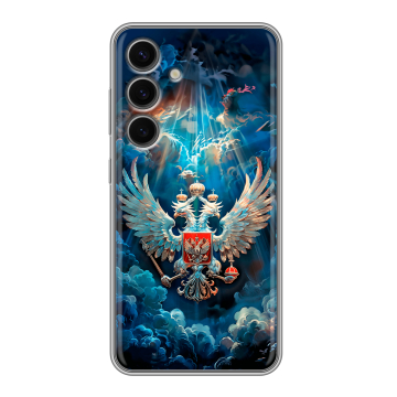 Силиконовый чехол на Samsung Galaxy S24 FE с принтом Герб флаг России Силиконовый чехол на Samsung Galaxy S24 FE с принтом Герб флаг России