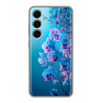 Силиконовый чехол на Samsung Galaxy S24 FE с принтом голубые орхидеи Силиконовый чехол на Samsung Galaxy S24 FE с принтом голубые орхидеи