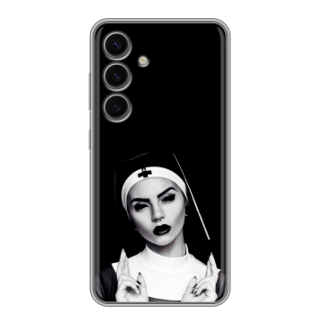 Силиконовый чехол на Samsung Galaxy S24 FE с принтом монашка Силиконовый чехол на Samsung Galaxy S24 FE с принтом монашка