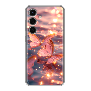 Силиконовый чехол на Samsung Galaxy S24 FE с принтом бабочки розовые Силиконовый чехол на Samsung Galaxy S24 FE с принтом бабочки розовые