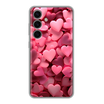 Силиконовый чехол на Samsung Galaxy S24 FE с принтом розовые сердечки Силиконовый чехол на Samsung Galaxy S24 FE с принтом розовые сердечки
