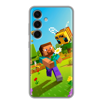 Силиконовый чехол на Samsung Galaxy S24 FE с принтом Майнкрафт Minecraft