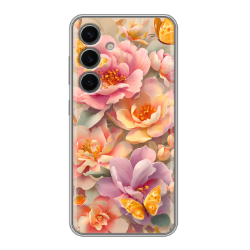 Силиконовый чехол на Samsung Galaxy S24 FE с принтом Цветы и бабочки Силиконовый чехол на Samsung Galaxy S24 FE с принтом Цветы и бабочки
