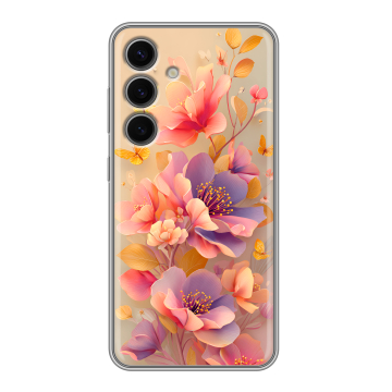 Силиконовый чехол на Samsung Galaxy S24 FE с принтом Цветы и бабочки Силиконовый чехол на Samsung Galaxy S24 FE с принтом Цветы и бабочки